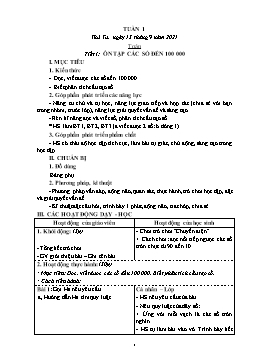 Kế hoạch dạy học Lớp 4 - Tuần 1 - Năm học 2021-2022 - Biện Thị Hương Lê