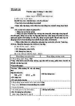 Kế hoạch dạy học Lớp 4 - Tuần 10 - Năm học 2021-2022 - Biện Thị Hương Lê