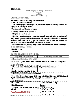 Kế hoạch dạy học Lớp 4 - Tuần 20 - Năm học 2021-2022 - Biện Thị Hương Lê