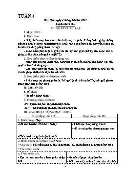 Kế hoạch dạy học Lớp 4 - Tuần 4 - Năm học 2021-2022 - Biện Thị Hương Lê