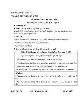 4 Đề kiểm tra cuối học kì I Mĩ thuật 6 - Trường THCS Quang Minh (Có hướng dẫn chấm)