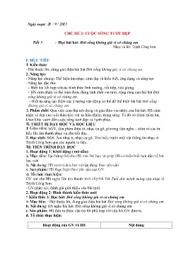 Giáo án Âm nhạc 6 - Chủ đề 2: Cuộc sống tươi đẹp - Tiết 5: Học bài hát Đời sống không già cì có chúng em - Năm học 2023-2024