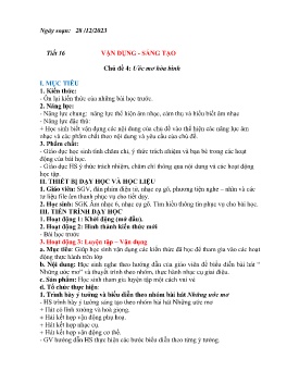 Giáo án Âm nhạc 6 - Chủ đề 4: Ước mơ Hòa Bình - Tiết 16: Vận dụng. Sáng tạo - Năm học 2023-2024
