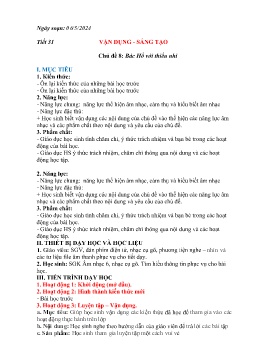 Giáo án Âm nhạc 6 - Chủ đề 8: Bác Hồ với thiếu nhi - Tiết 31: Vận dụng. Sáng tạo - Năm học 2023-2024