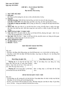 Giáo án Âm nhạc 7 - Chủ đề 1: Ngày khai trương - Tiết 1: Học hát bài Khai trường - Năm học 2023-2024