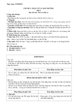 Giáo án Âm nhạc 7 - Chủ đề 3: Thầy cô và mái trường - Tiết 9: Học bài hát Nhớ ơn thầy cô - Năm học 2023-2024