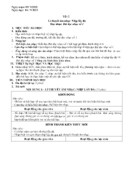 Giáo án Âm nhạc 7 - Tiết 2: Lí thuyết âm nhạc Nhịp lấy đà. Đọc nhạc Bài đọc nhạc số 1 - Năm học 2023-2024