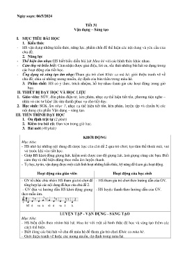 Giáo án Âm nhạc 7 - Tiết 31: Vận dụng. Sáng tạo - Năm học 2023-2024