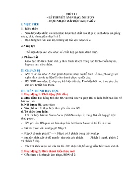 Giáo án Âm nhạc 8 - Tiết 11: Lí thuyết âm nhạc 3/8. Đọc nhạc Bài đọc nhạc số 2
