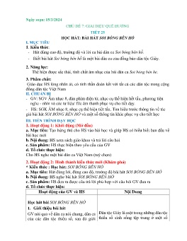 Giáo án Âm nhạc 8 - Tiết 25: Học hát Bài hát Soi bóng bên hồ - Năm học 2023-2024