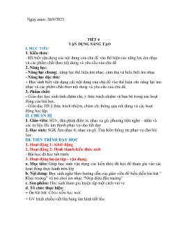 Giáo án Âm nhạc 8 - Tiết 4: Vận dụng sáng tạo - Năm học 2023-2024