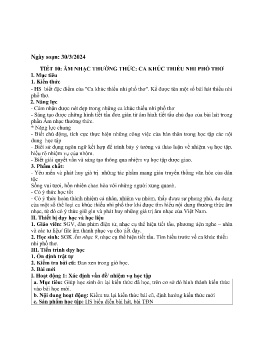 Giáo án Âm nhạc 9 - Tiết 10: Âm nhạc thường thức Ca khúc thiếu nhi phố thơ - Năm học 2023-2024