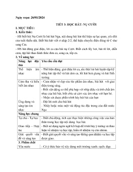 Giáo án Âm nhạc 9 - Tiết 3: Học hát Nụ cười - Năm học 2023-2024