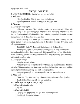 Giáo án Công nghệ 6 - Bài: Ôn tập học kì II - Năm học 2023-2024