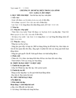 Giáo án Công nghệ 6 (Kết nối tri thức) - Tiết 20, Bài 13: Đèn điện - Năm học 2023-2024