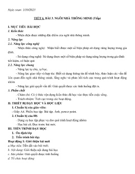 Giáo án Công nghệ 6 (Kết nối tri thức) - Tiết 6, Bài 3: Ngôi nhà thông minh (Tiếp) - Năm học 2023-2024