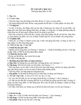 Giáo án Công nghệ 6 - Tuần 9: Ôn tập giữa học kì I - Năm học 2023-2024