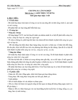 Giáo án Công nghệ 7 (Kết nối tri thức) - Tiết 12, Bài 7: Giới thiệu về rừng - Năm học 2023-2024 - Trần Thị Mai