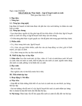 Giáo án Công nghệ 7 (Kết nối tri thức) - Tiết 27, Bài 16: Thực hành Lập kế hoạch nuôi cá cảnh - Năm học 2023-2024