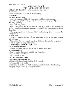 Giáo án Công nghệ 8 (Kết nối tri thức) - Tiết 11, Bài 6: Vật liệu cơ khí - Năm học 2023-2024 - Trần Thị Mai