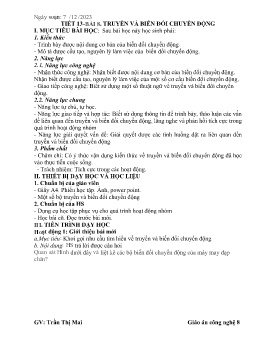 Giáo án Công nghệ 8 (Kết nối tri thức) - Tiết 13, Bài 8: Truyền và biến đổi chuyển động - Năm học 2023-2024 - Trần Thị Mai