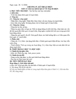 Giáo án Công nghệ 8 (Kết nối tri thức) - Tiết 27+28, Bài 14: Khái quát về mạch điện - Năm học 2023-2024