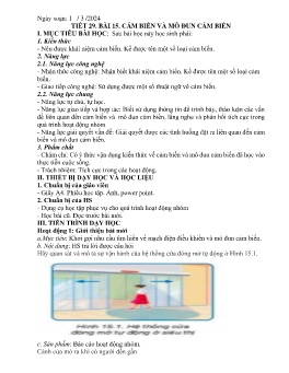 Giáo án Công nghệ 8 (Kết nối tri thức) - Tiết 29, Bài 15: Cảm biến và mô đun cảm biến - Năm học 2023-2024