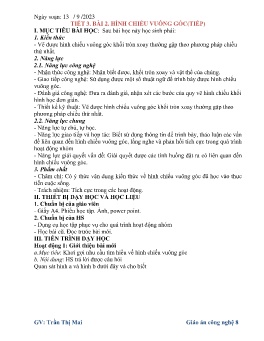 Giáo án Công nghệ 8 (Kết nối tri thức) - Tiết 3, Bài 2: Hình chiếu vuông góc (Tiếp) - Năm học 2023-2024