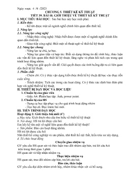 Giáo án Công nghệ 8 (Kết nối tri thức) - Tiết 39, Bài 18: Giới thiệu về thiết kế kĩ thuật - Năm học 2022-2023