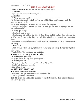 Giáo án Công nghệ 8 (Kết nối tri thức) - Tiết 7+8, Bài 4: Bản vẽ lắp - Năm học 2023-2024 - Trần Thị Mai