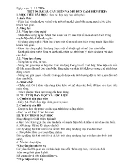 Giáo án Công nghệ 8 (Kết nối tri thức) - Tuần 29+30 - Năm học 2023-2024 - Trần Thị Mai