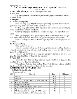 Giáo án Công nghệ 8 (Kết nối tri thức) - Tuần 32 - Năm học 2023-2024