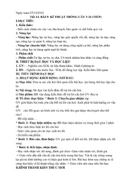 Giáo án Công nghệ 9 - Tiết 14, Bài 9: Kĩ thuật trồng cây vải (Tiếp) - Năm học 2023-2024