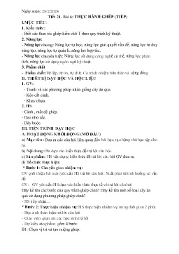 Giáo án Công nghệ 9 - Tiết 21, Bài 6: Thực hành Ghép (Tiếp) - Năm học 2023-2024