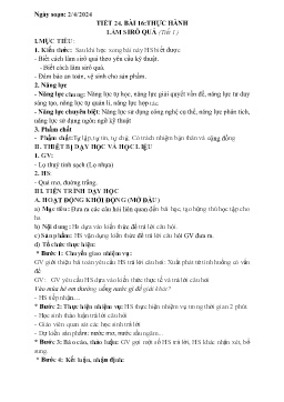 Giáo án Công nghệ 9 - Tiết 24, Bài 16: Thực hành Làm sirô quả (Tiết 1) - Năm học 2023-2024