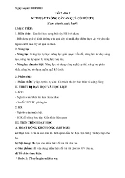 Giáo án Công nghệ 9 - Tiết 7, Bài 7: Kĩ thuật trồng cây ăn quả có múi (Tiết 1) - Năm học 2023-2024