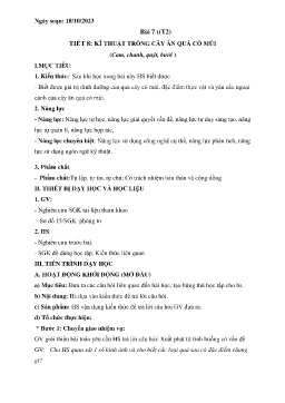 Giáo án Công nghệ 9 - Tiết 8, Bài 7: Kĩ thuật trồng cây ăn quả có múi (Tiết 2) - Năm học 2023-2024