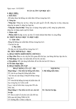 Giáo án Công nghệ 9 - Tuần 16: Ôn tập học kì I - Năm học 2023-2024