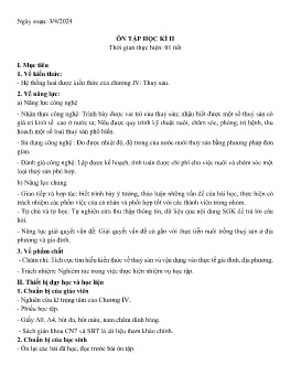 Giáo án Công nghệ Lớp 6 - Bài: Ôn tập học kì II - Năm học 2023-2024