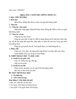 Giáo án Công nghệ Lớp 6 (Kết nối tri thức) - Tiết 5, Bài 3: Ngôi nhà thông minh (Tiết 1) - Năm học 2023-2024