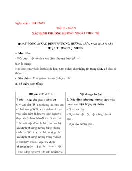 Giáo án Địa lí 6 (Kết nối tri thức) - Tiết 16, Bài 9: Xác định phương hướng ngoài thực tế - Năm học 2023-2024