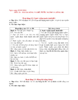 Giáo án Địa lí 6 (Kết nối tri thức) - Tiết 33, Bài 20: Sông và hồ. Nước ngầm và băng hà - Năm học 2023-2024