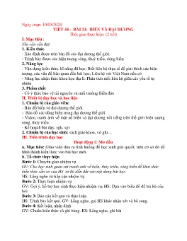 Giáo án Địa lí 6 (Kết nối tri thức) - Tiết 34+35, Bài 21: Biển và đại dương - Năm học 2023-2024