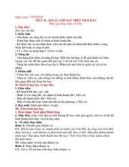 Giáo án Địa lí 6 (Kết nối tri thức) - Tiết 36, Bài 22: Lớp đất trên trái đất - Năm học 2023-2024