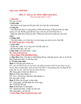 Giáo án Địa lí 6 (Kết nối tri thức) - Tiết 37, Bài 23: Sự sống trên Trái đất - Năm học 2023-2024