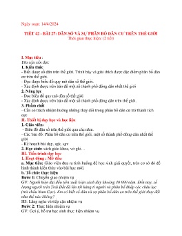 Giáo án Địa lí 6 (Kết nối tri thức) - Tiết 42, Bài 27: Dân số và sự phân bố dân cư trên thế giới - Năm học 2023-2024