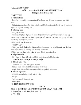Giáo án Địa lí 8 (Kết nối tri thức) - Tiết 11-13, Bài 3: Khoáng sản Việt Nam - Năm học 2023-2024