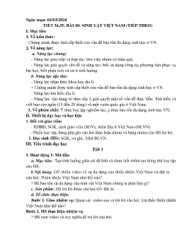 Giáo án Địa lí 8 (Kết nối tri thức) - Tiết 34+35, Bài 10:Sinh vật Việt Nam (Tiếp theo) - Năm học 2023-2024