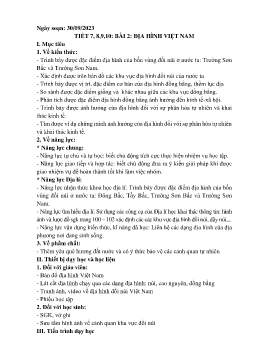 Giáo án Địa lí 8 (Kết nối tri thức) - Tiết 7-10, Bài 2: Địa hình Việt Nam - Năm học 2023-2024