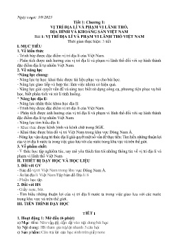 Giáo án Địa lí 8 (Kết nối tri thức) - Tuần 1 - Năm học 2023-2024